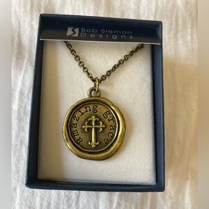 Bob‎ Siemon Designs Amazing Grace Pewter Pendant Necklace Cross